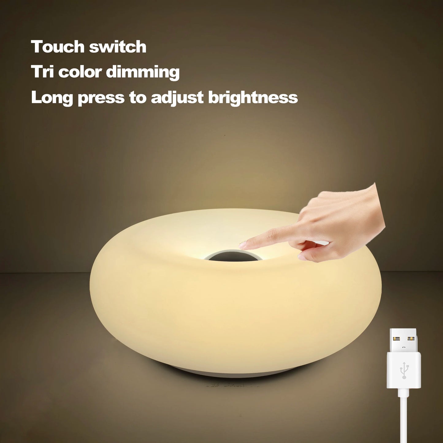 Bauhaus Donut Table Lamp with USB Port for Modern Bedrooms and Cafes