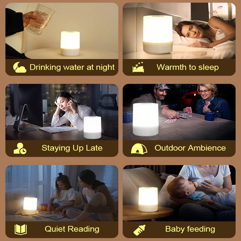 Dimmable LED Touch Table Lamp with Wireless Charging for Bedroom Reading
