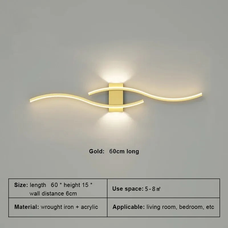 Modern LED Strip Wall Lamp for Living Room and Bedroom Interiors
