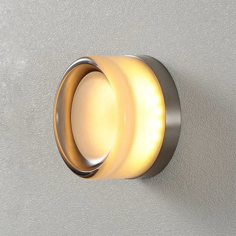 Modern LED Wall Sconce with Amber Glass for Elegant Living Spaces