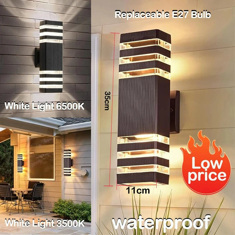 Modern Up and Down Outdoor Wall Sconce for Porch and Garden