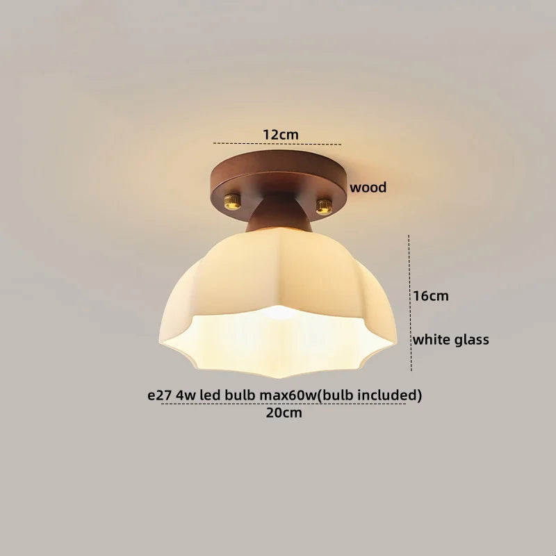 Modern Walnut and Copper LED Ceiling Light for Hallways and Living Rooms