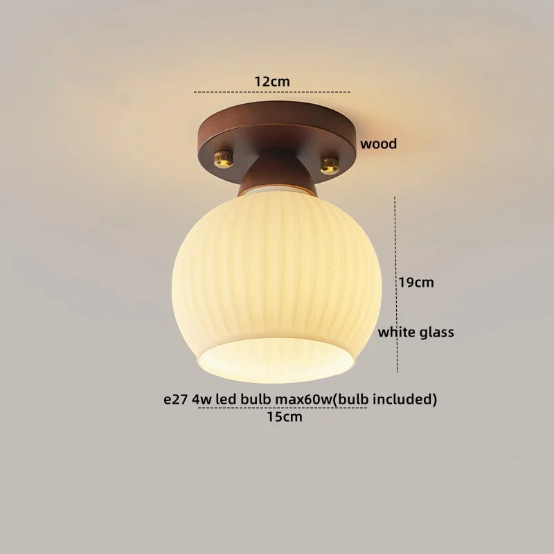 Modern Walnut and Copper LED Ceiling Light for Hallways and Living Rooms