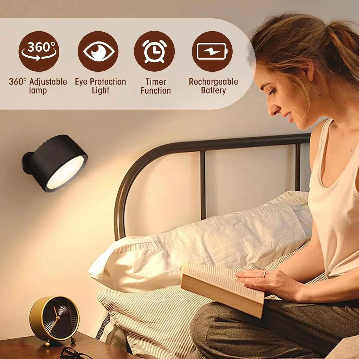 Dimmable Magnetic Wall Sconce with Remote for Bedroom and Office Lighting