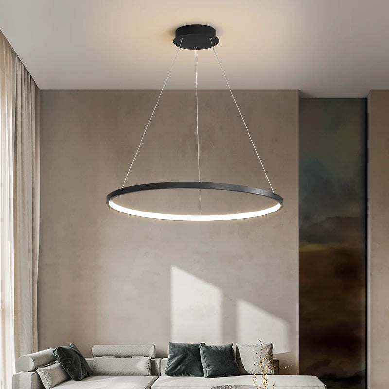 Minimalist Round LED Pendant Light for Modern Living Rooms and Restaurants