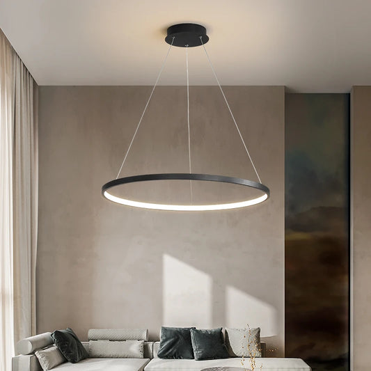Minimalist Round LED Pendant Light for Modern Living Rooms and Restaurants