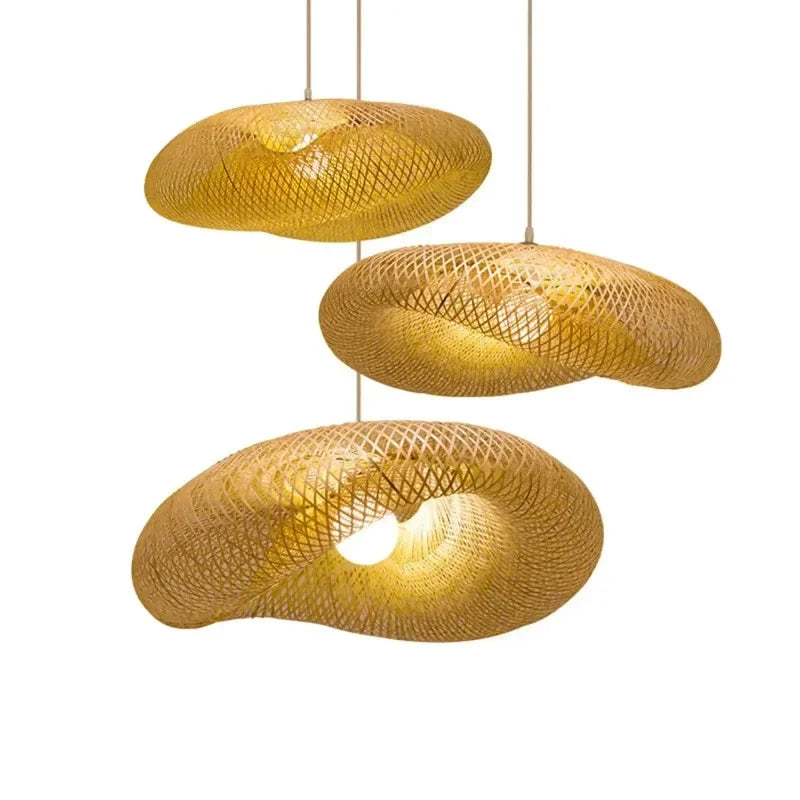 Handmade Bamboo Pendant Light for Rustic Kitchen and Living Room Decor