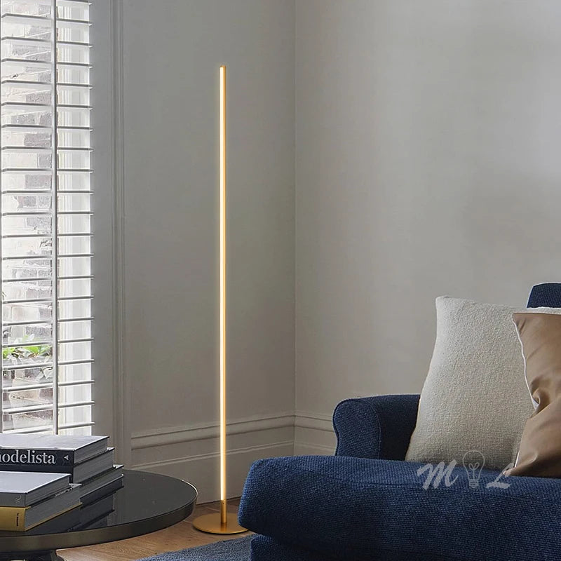 Modern Minimalist LED Floor Lamp in Gold for Living Rooms and Offices