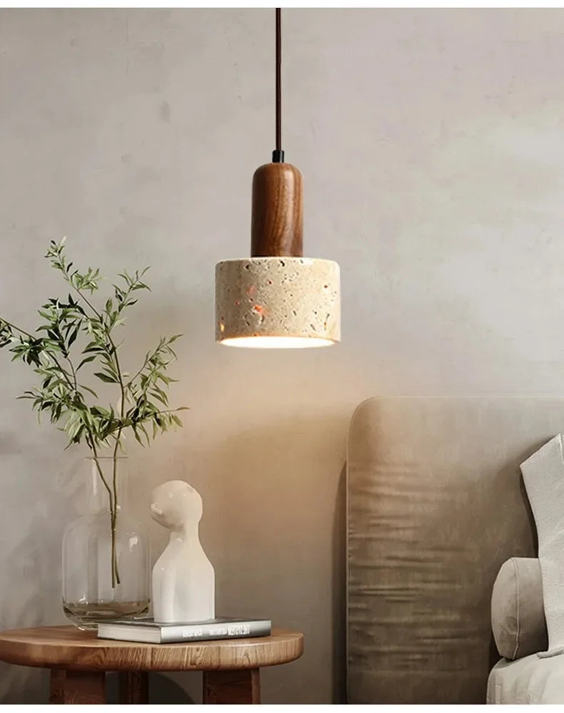 Wabi Sabi Travertine Pendant Light for Dining Rooms and Kitchen Islands
