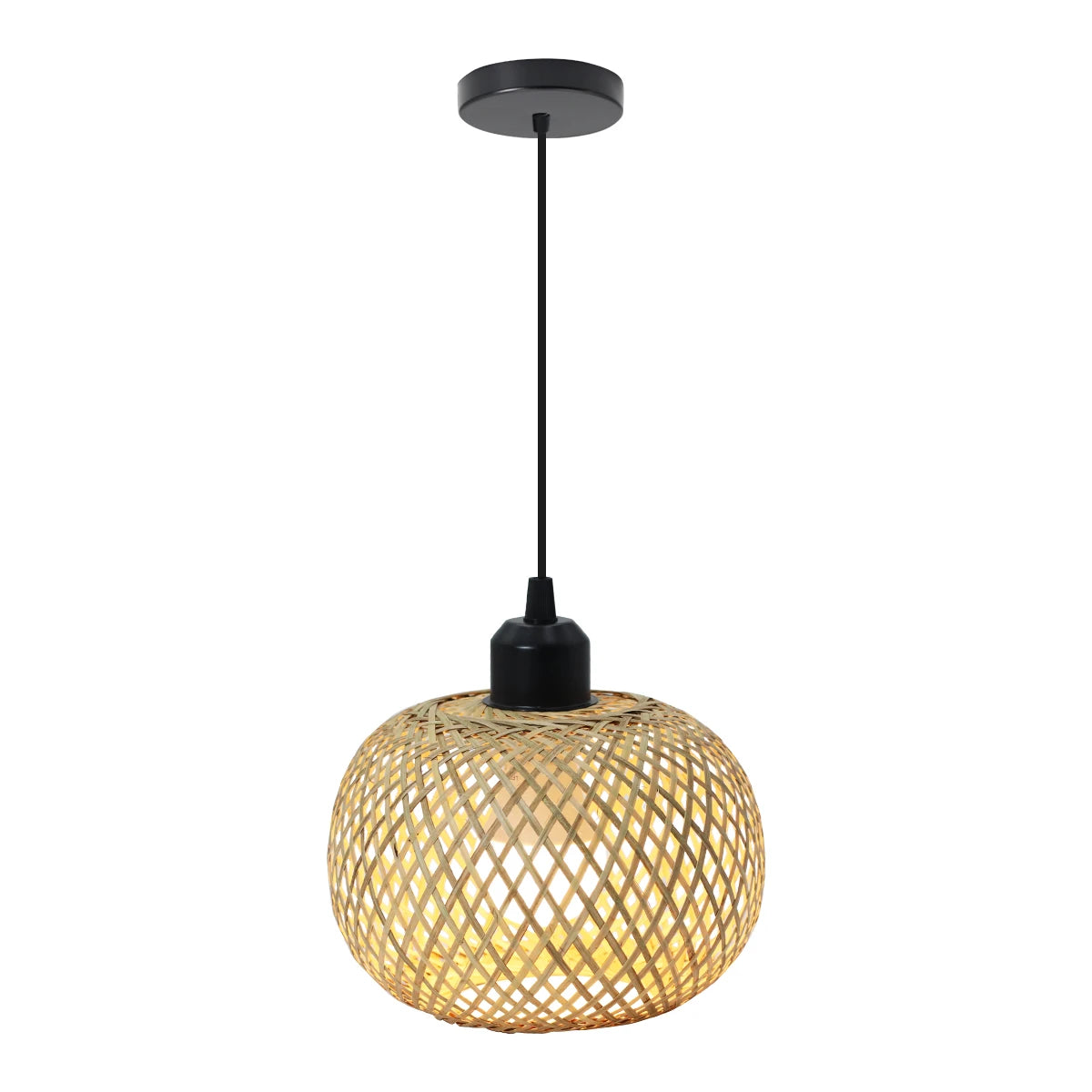 Handwoven Bamboo Pendant Light for Rustic Cafe and Living Room Decor