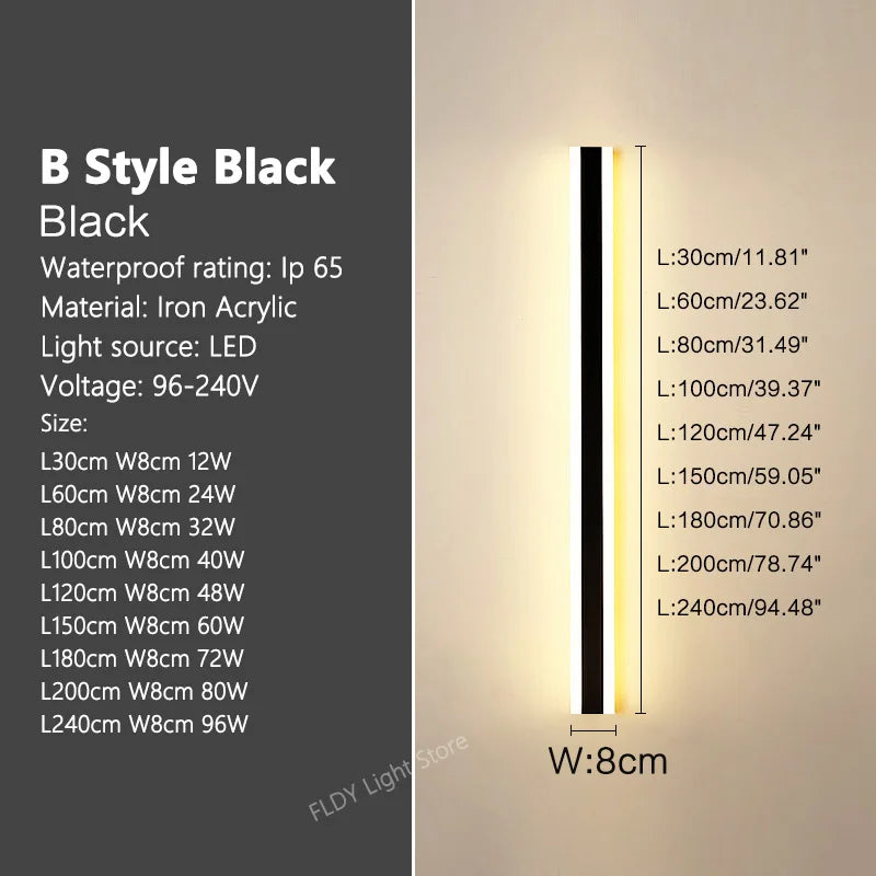 Minimalist Long Strip LED Wall Light for Modern Outdoor Spaces