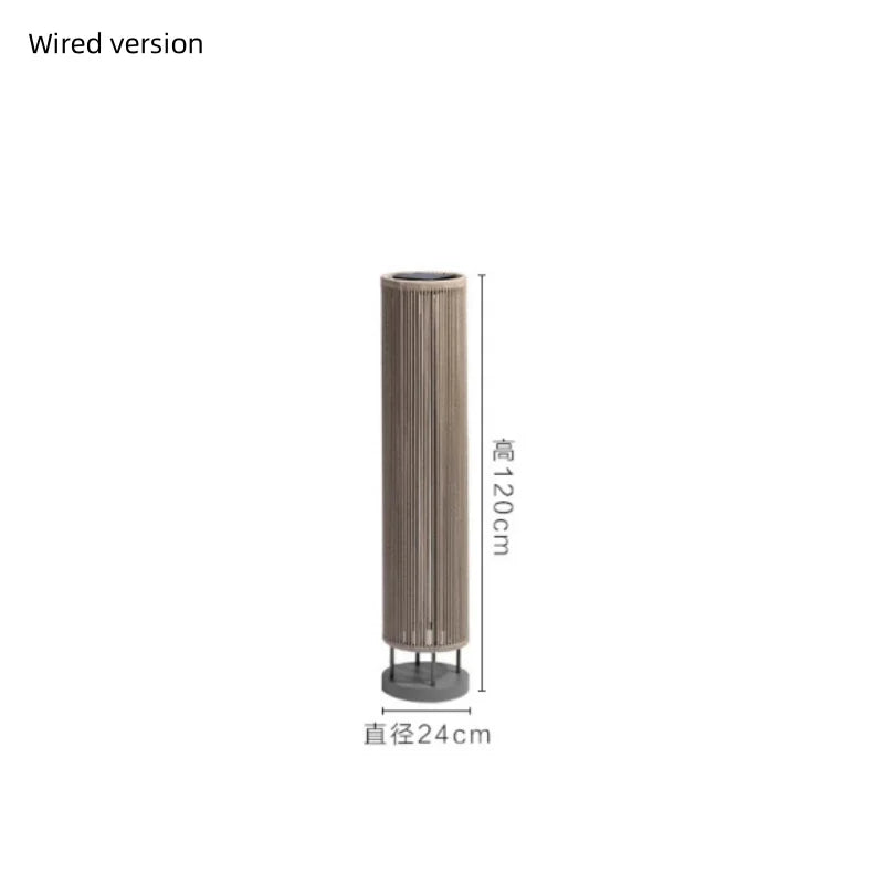 Nordic Rattan Solar Standing Lamp for Garden Balcony and Courtyard Decor