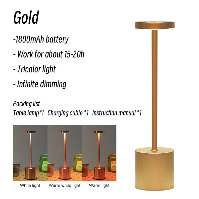 Wireless Rechargeable LED Table Lamp for Modern Restaurants and Hotels