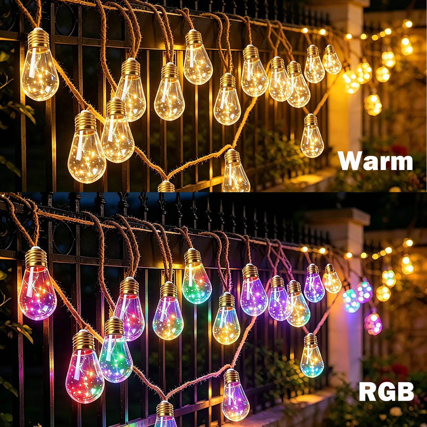Dimmbare USB LED Lichterkette RGB für Balkon, Garten und Weihnachten