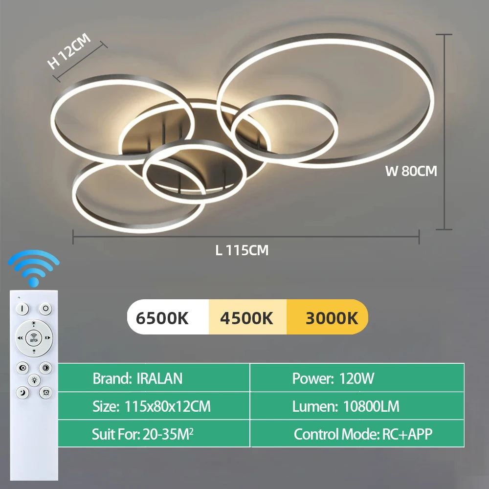 Modern Dimmable LED Ceiling Chandelier for Living Rooms and Bedrooms