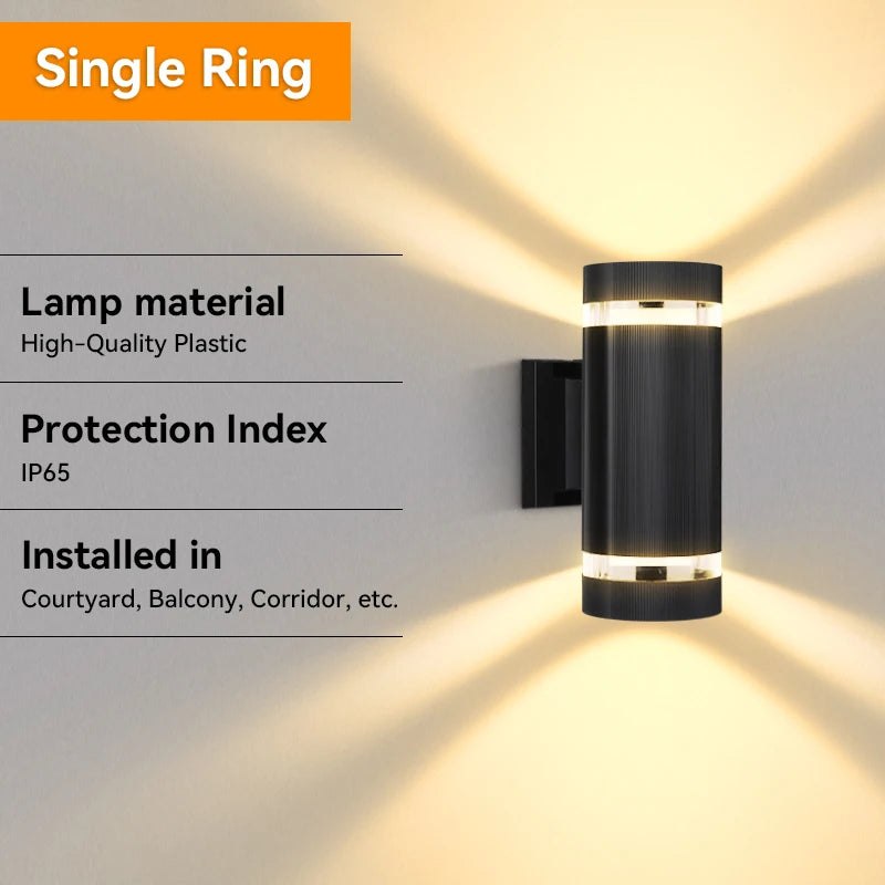 Modern Up and Down Outdoor Wall Sconce for Porch and Garden