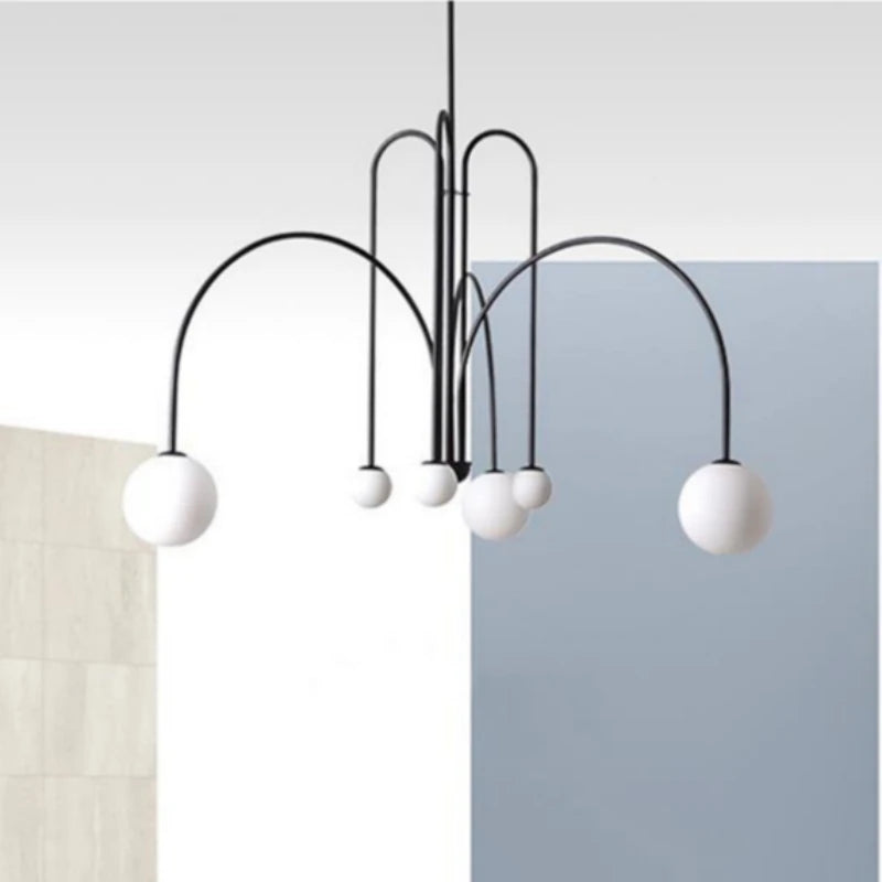 Nordic Glass Globe LED Chandelier for Modern Dining Rooms and Cafes
