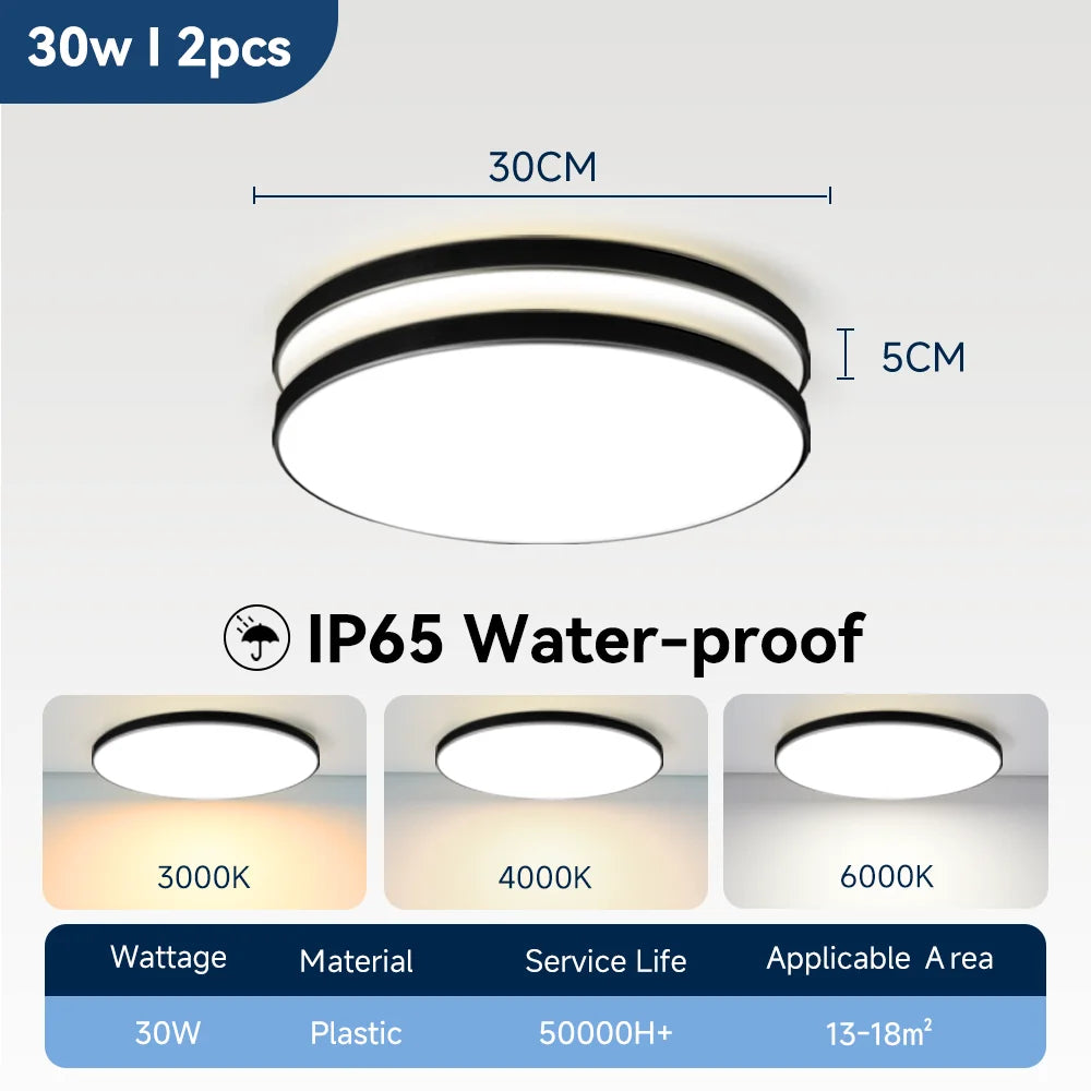 Modern Waterproof LED Ceiling Light for Bathrooms and Kitchens