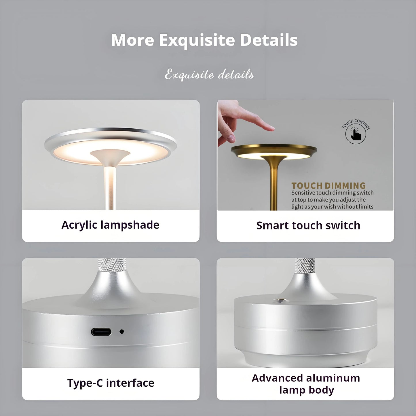 Portable Retro Rechargeable LED Table Lamp for Cafes and Bedside Tables