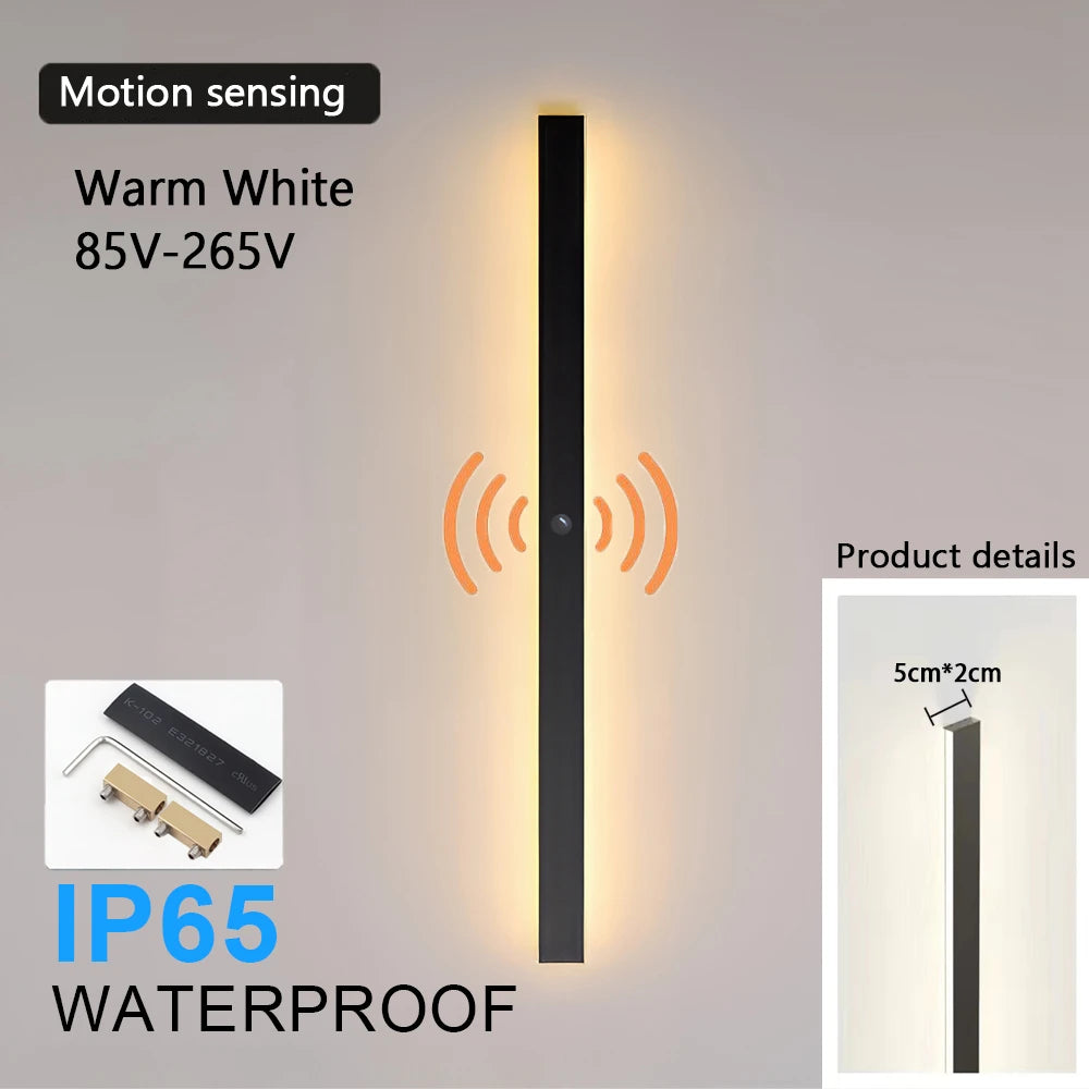Modern LED Outdoor Wall Sconce with Motion Sensor for Garden and Patio