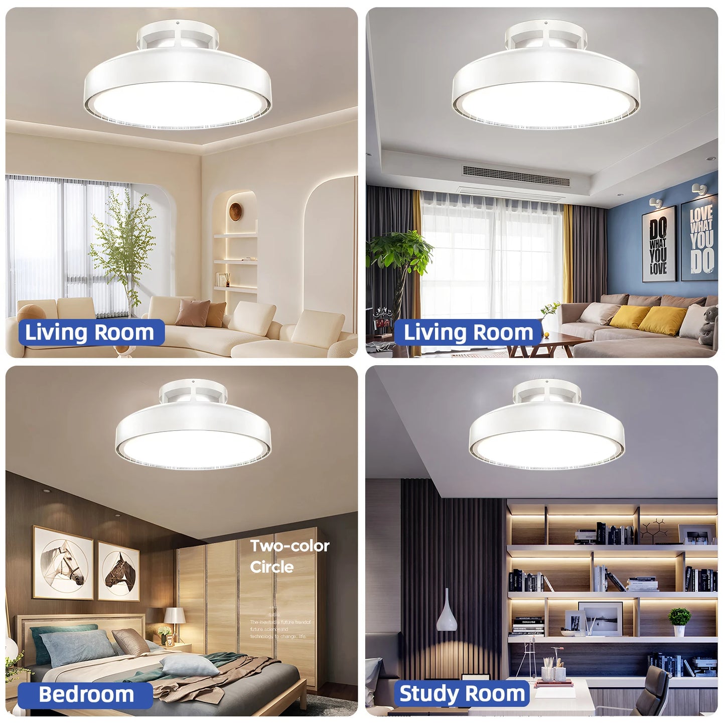 Modern Bladeless Ceiling Fan with Dimmable LED Light and Remote