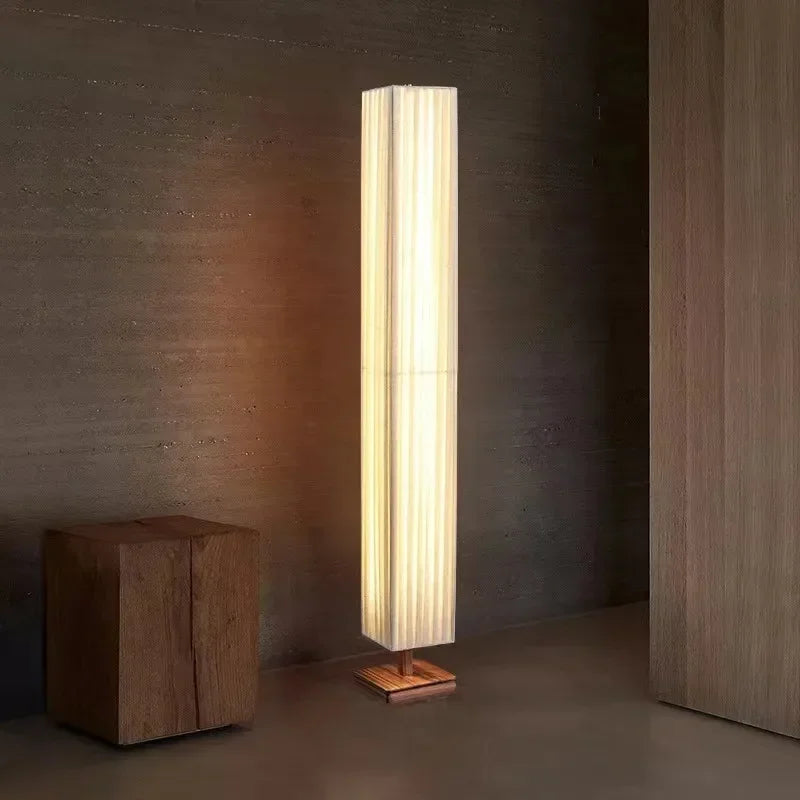 Modern Fabric and Wood Floor Lamp for Living Room and Bedroom