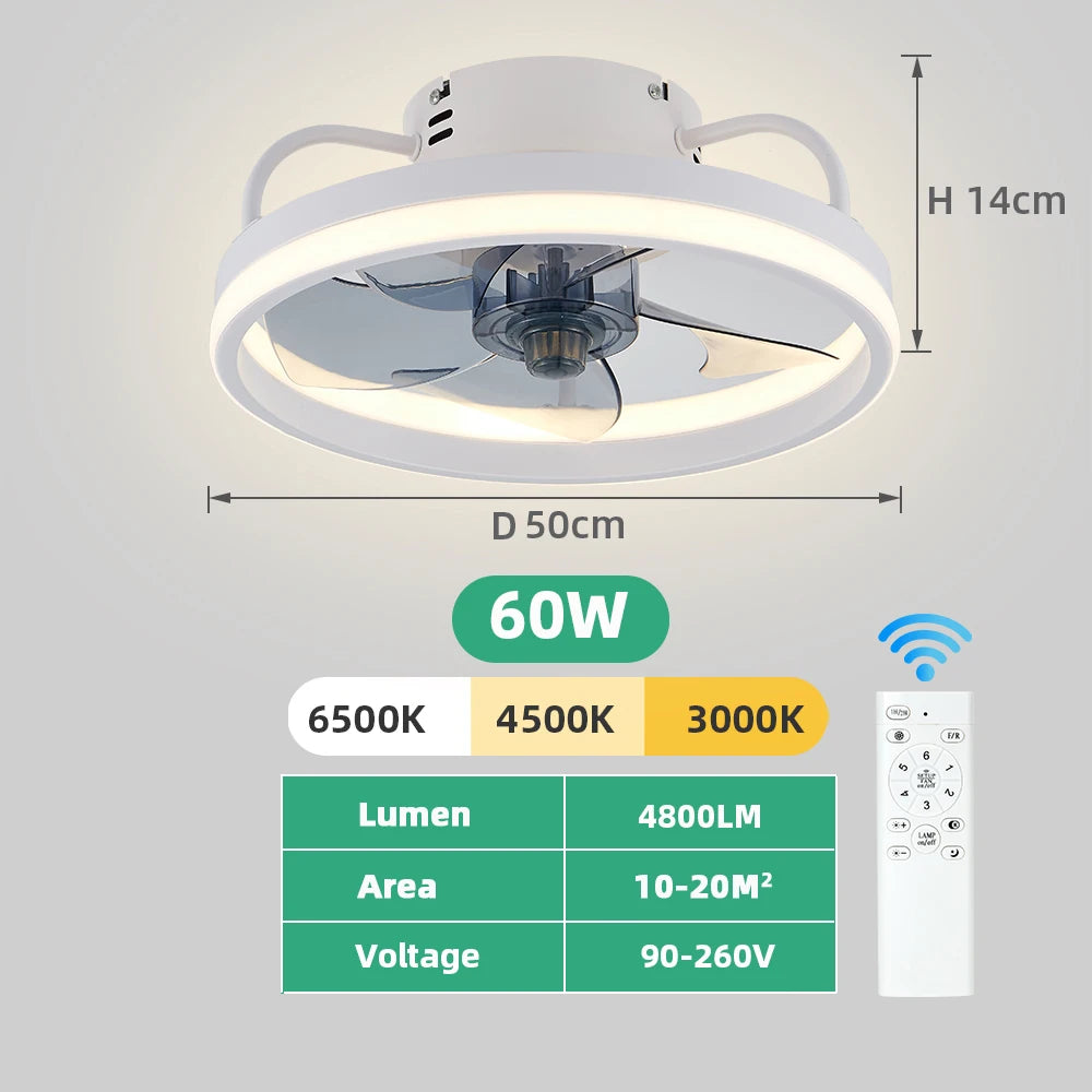 Modern LED Ceiling Fan with Remote for Quiet Living Room Ambience