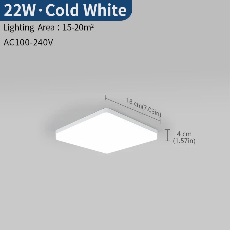 Modern Square LED Ceiling Light for Contemporary Bedrooms and Living Spaces