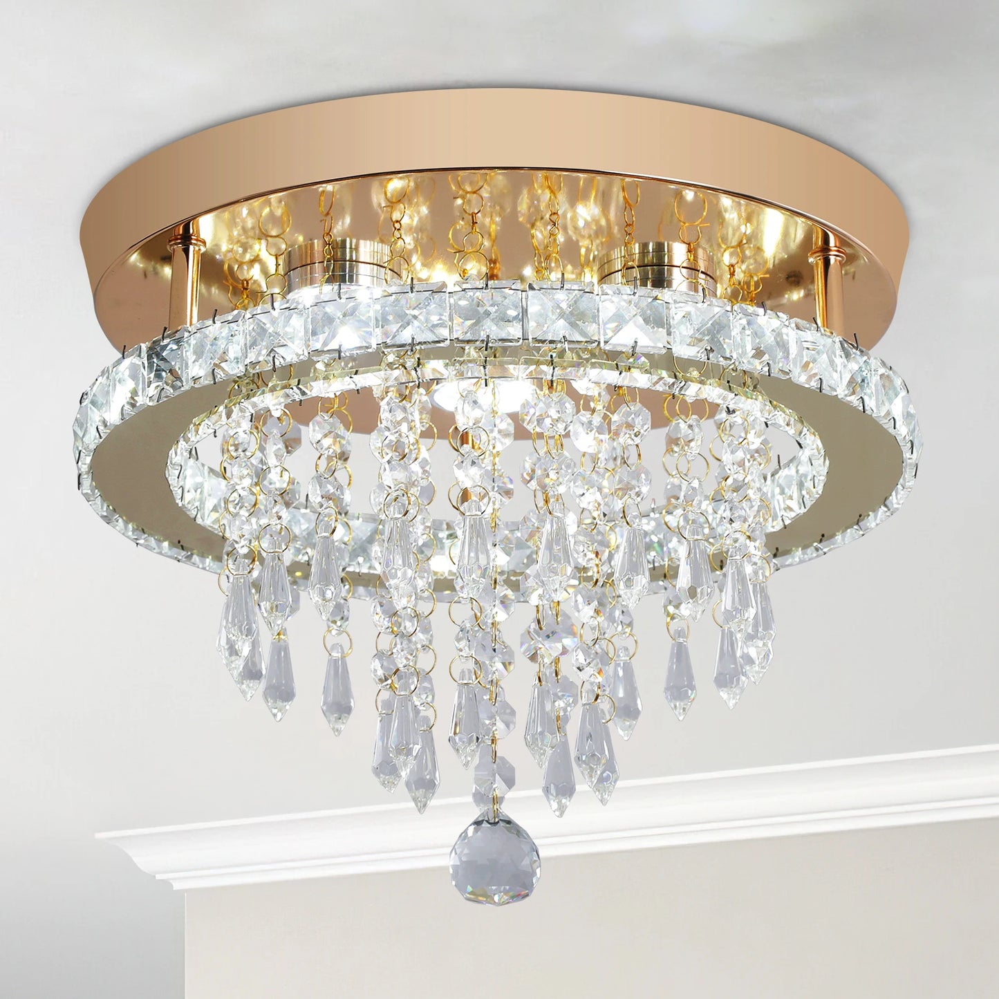 Luxury Gold Crystal Chandelier for Modern Living Room and Bedroom