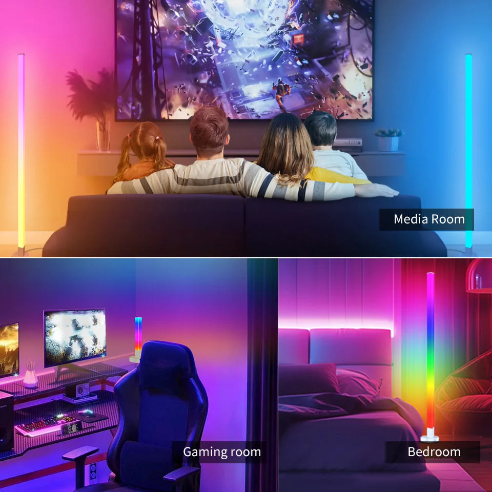Modern LED Corner Floor Lamp with RGB App Control for Living Spaces