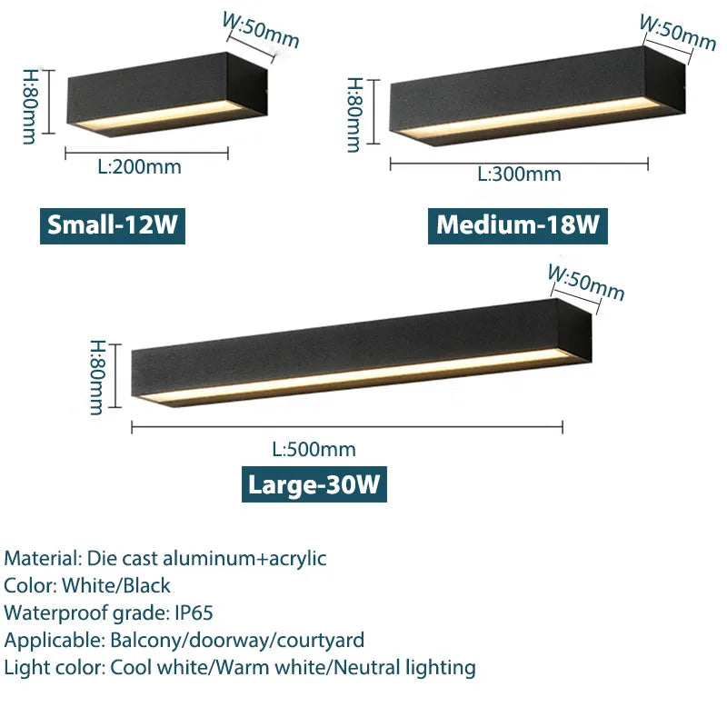 Modern LED Outdoor Wall Sconce for Porch and Patio Exterior Lighting