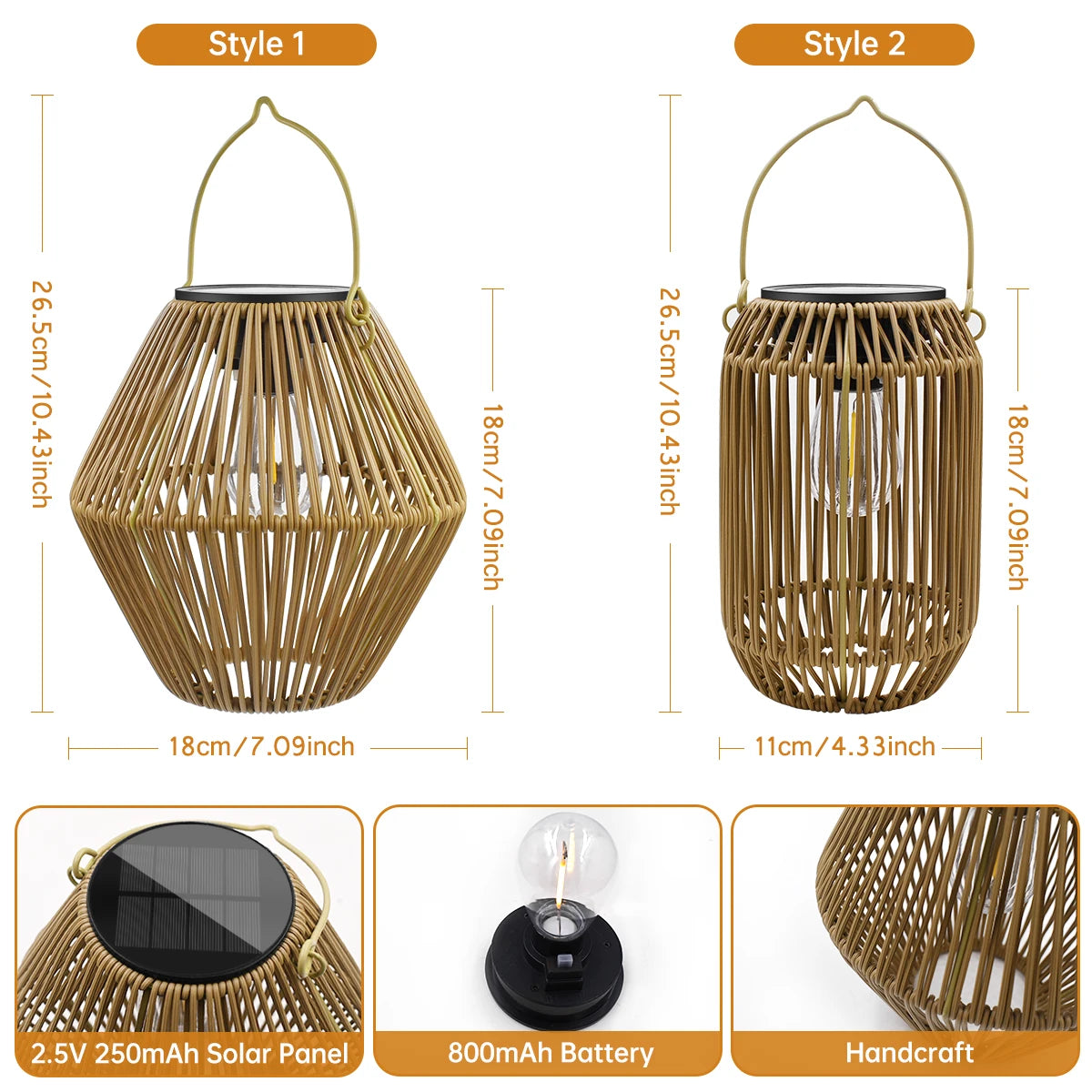 Boho Rattan Solar Lantern for Garden Patio and Outdoor Decor