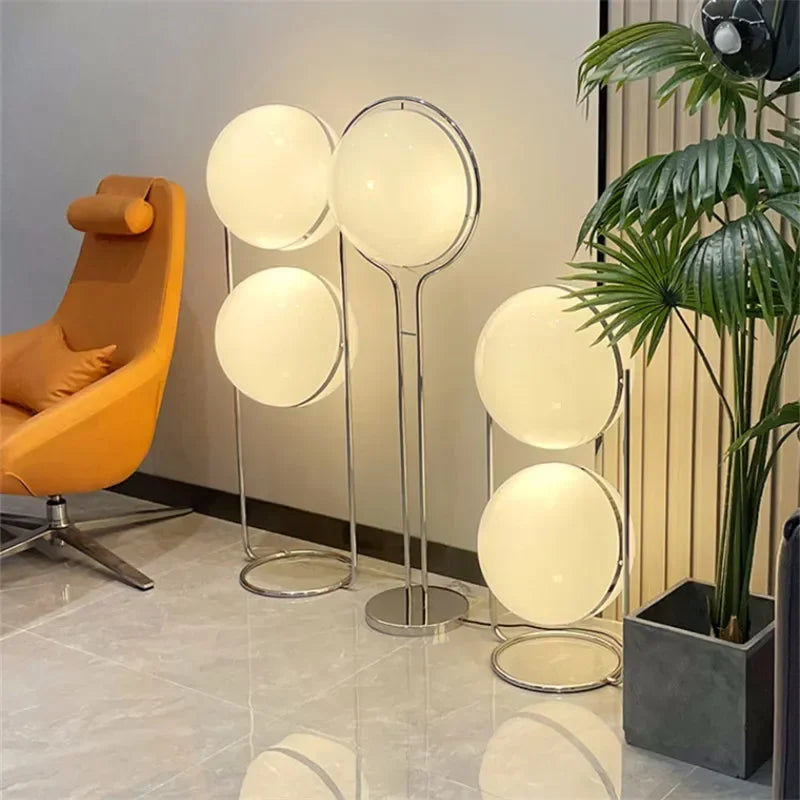 Modern Chrome and Acrylic Globe Floor Lamp for Hotel and Living Rooms