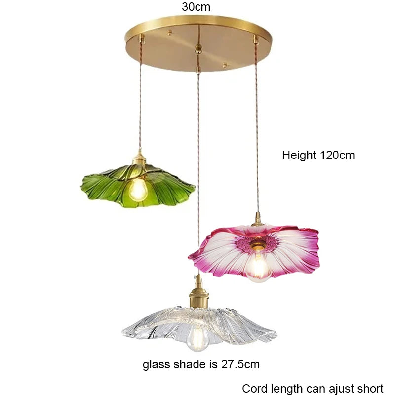 Vintage Floral Glass Pendant Light for Elegant Dining Rooms and Cafes