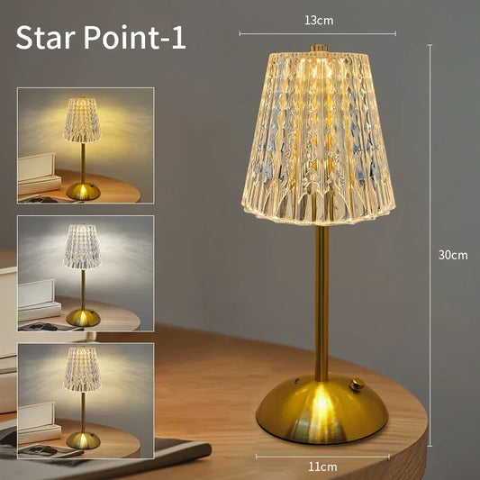 Crystal LED Table Lamp with Touch Sensor for Hotels and Bedside Decor