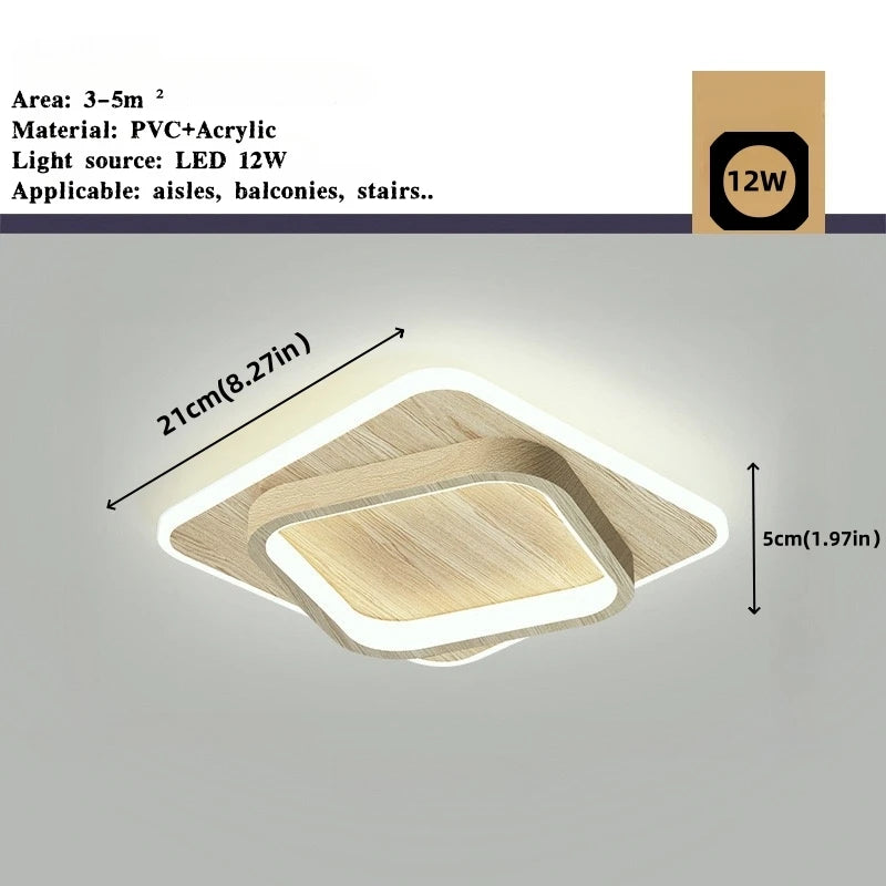 Modern Gold Metal LED Ceiling Light for Hallways and Staircases