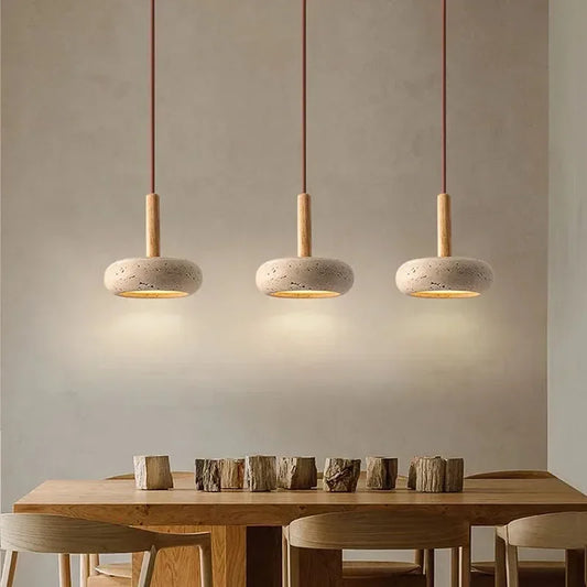 Wabi Sabi Circular Stone Pendant Light for Modern Restaurants and Homes