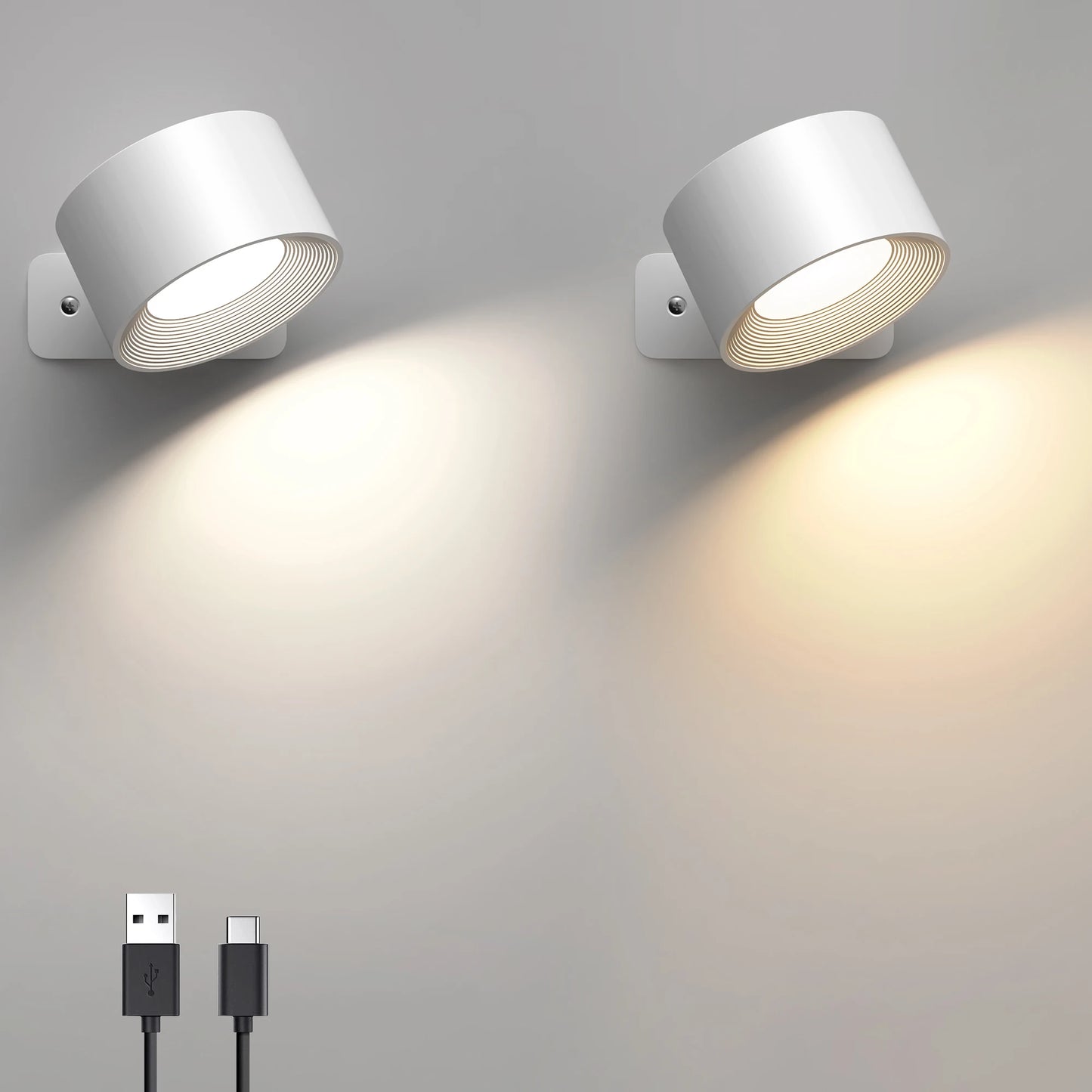 Modern Rotating Rechargeable LED Wall Lamp for Bedroom and Home Office