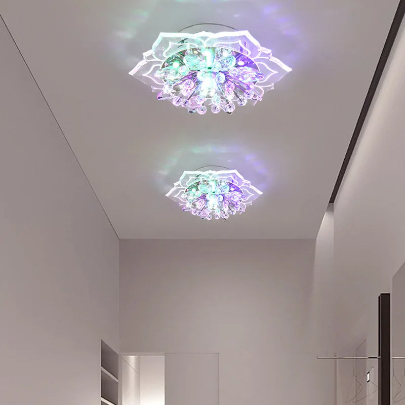 Floral Crystal LED Flush Mount Ceiling Light for Hallways and Living Rooms