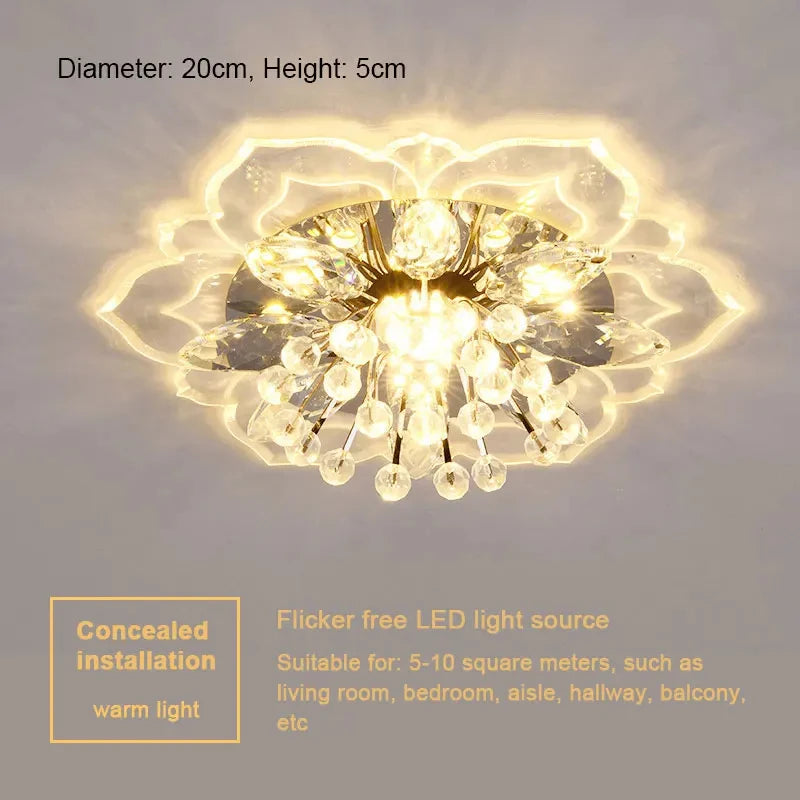Floral Crystal LED Flush Mount Ceiling Light for Hallways and Living Rooms