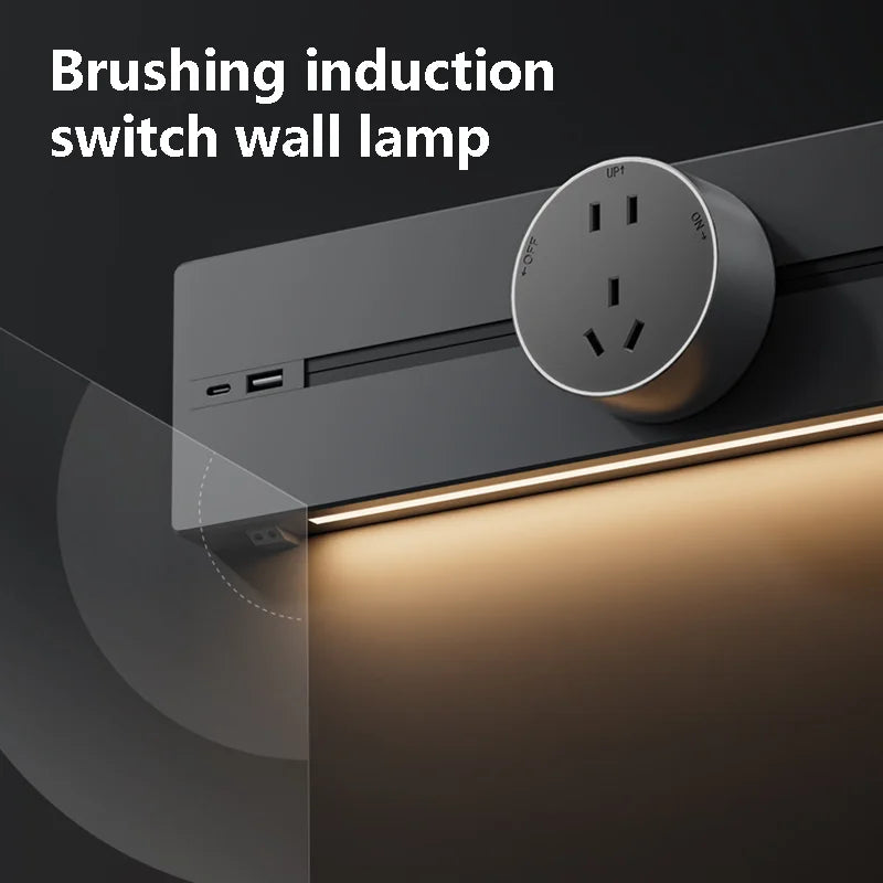 Modular Wall Mounted Track Lighting Rail with USB Charging Ports