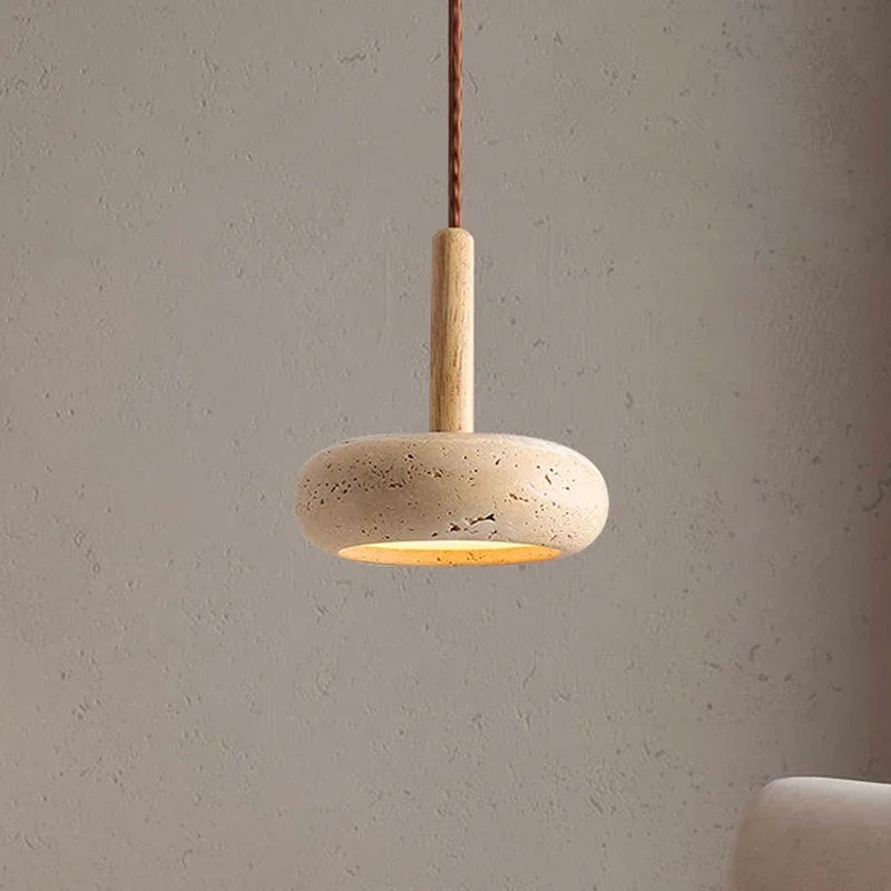 Wabi Sabi Circular Stone Pendant Light for Modern Restaurants and Homes