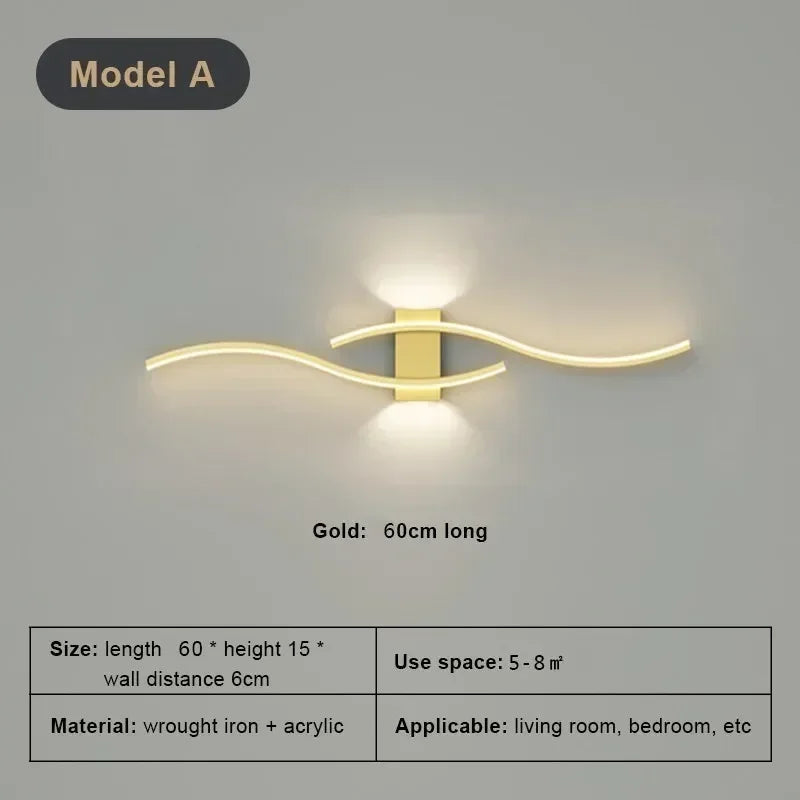 Modern LED Long Strip Wall Sconce for Living Rooms and Restaurants