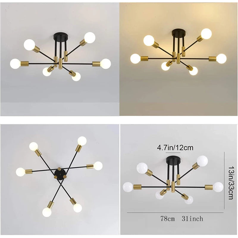Industrial Wrought Iron Ceiling Chandelier for Modern Living Room Interiors