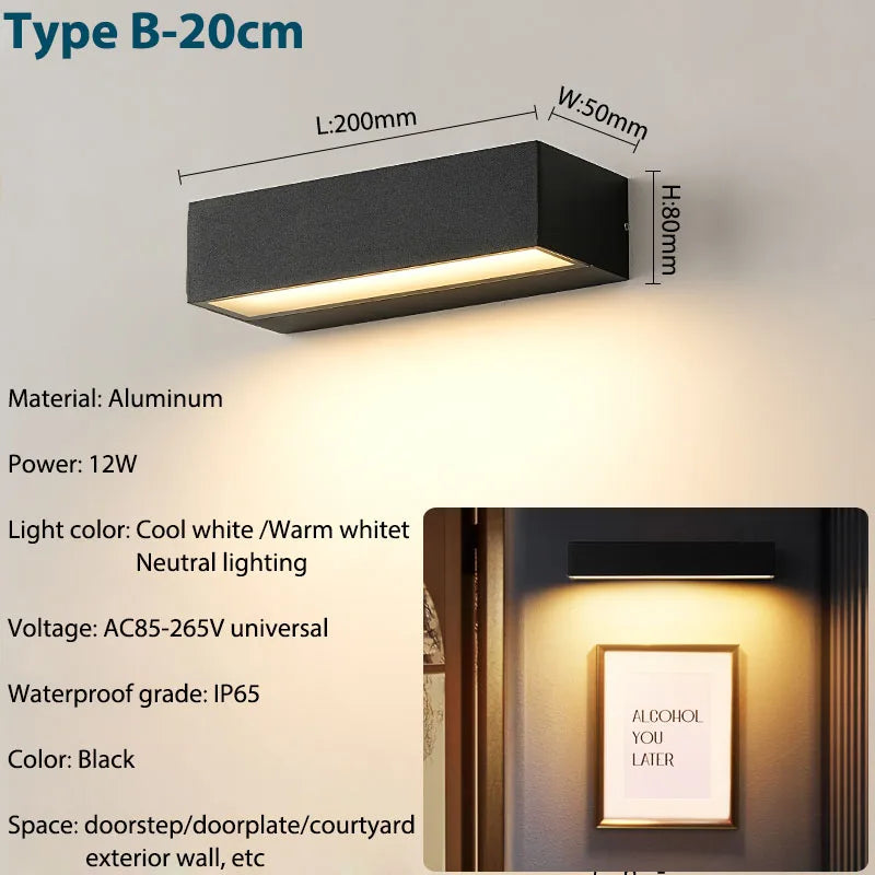 Modern LED Outdoor Wall Sconce for Porch and Patio Exterior Lighting