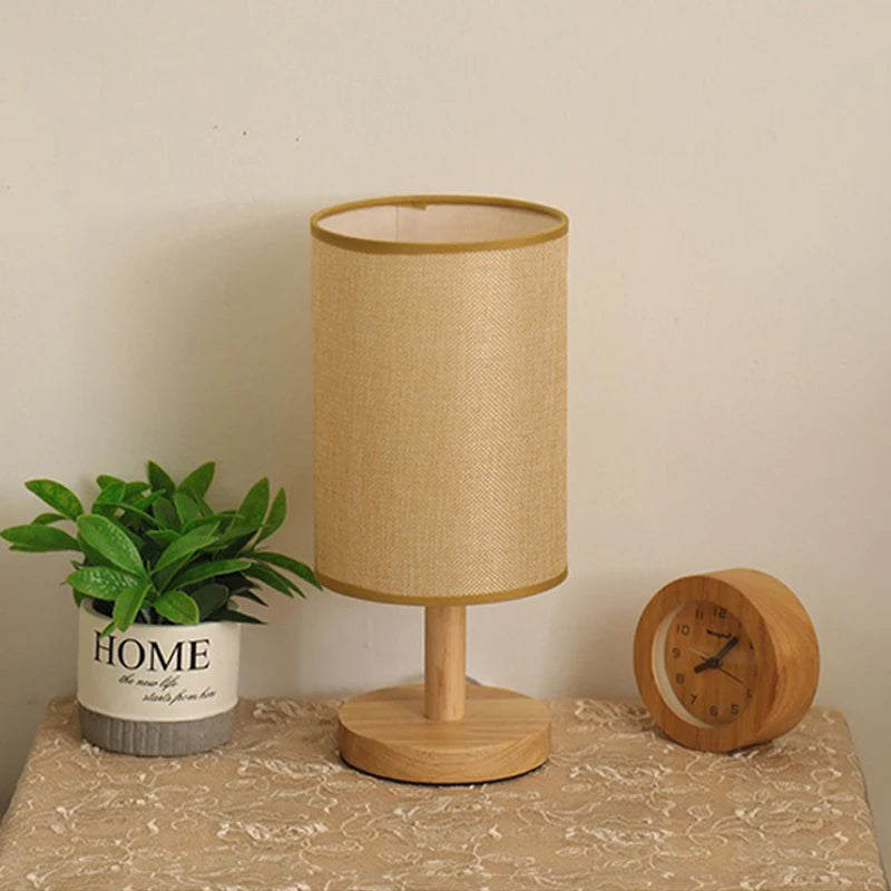 Modern Japanese Inspired Fabric Table Lamp for Bedroom and Hotel Bedside