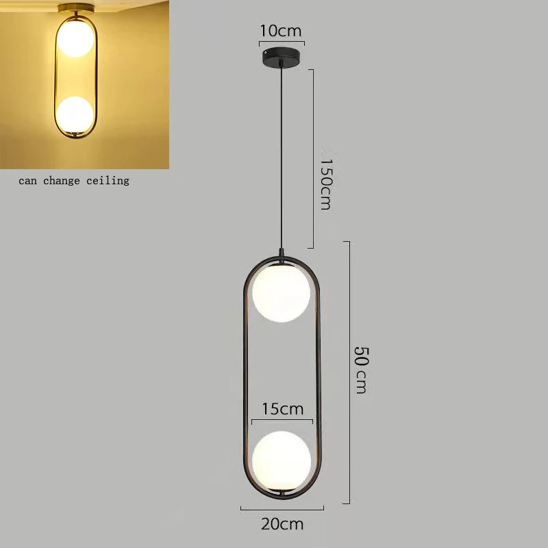 Nordic Glass Globe Pendant Light in Brass for Modern Dining Rooms