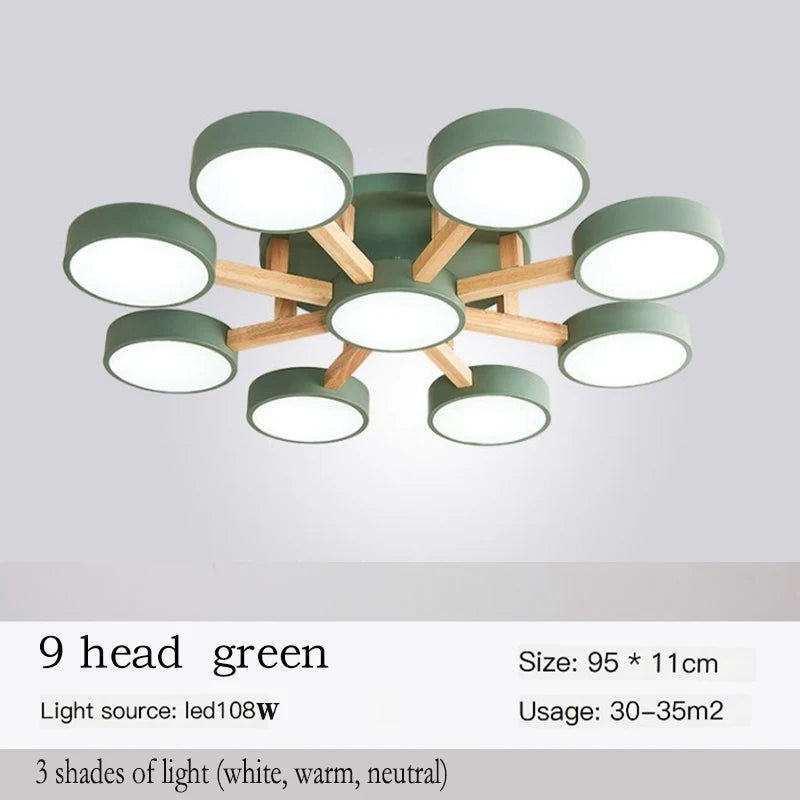 Modern Wooden LED Ceiling Chandelier for Dining Rooms and Contemporary Living Spaces