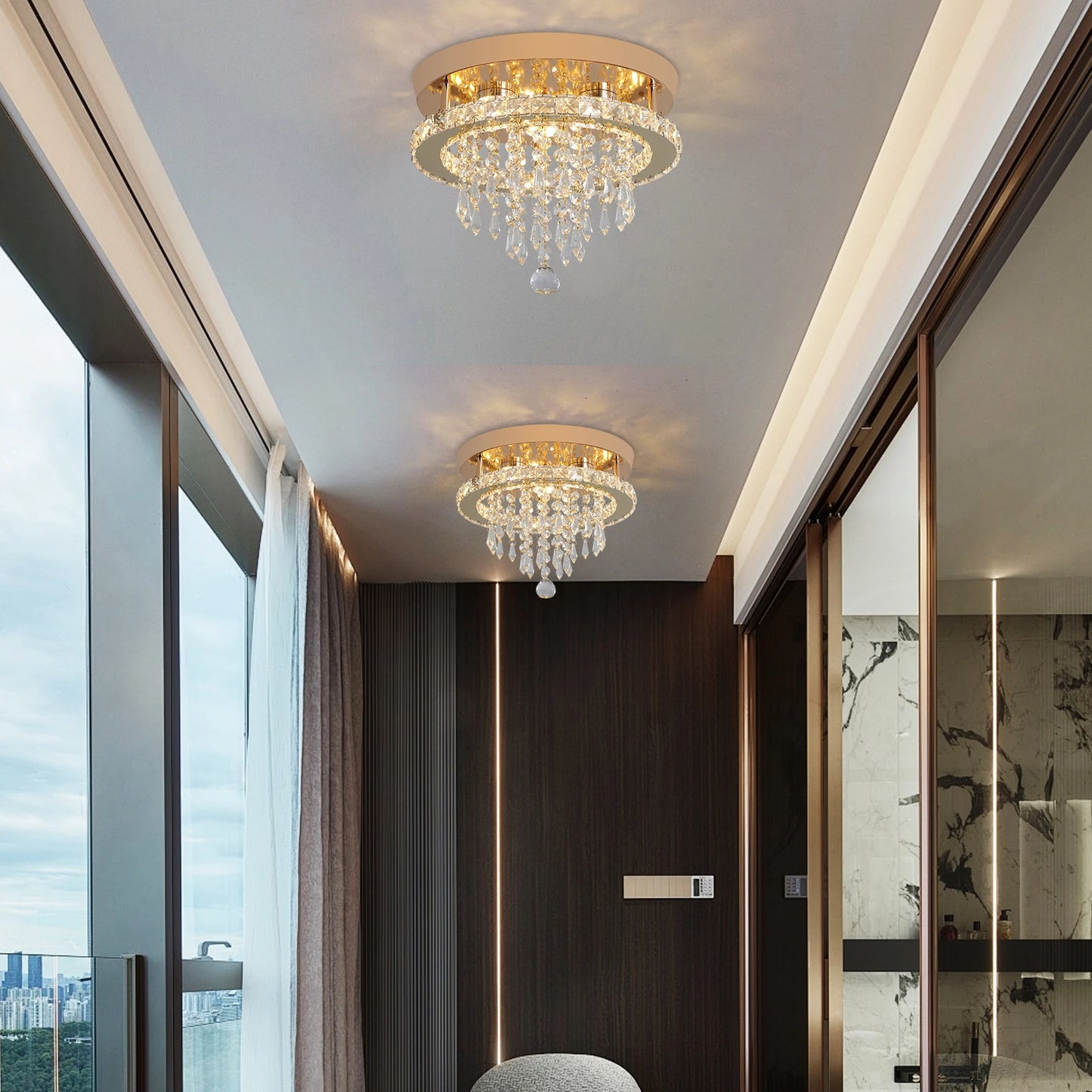 Luxury Gold Crystal Chandelier for Modern Living Room and Bedroom