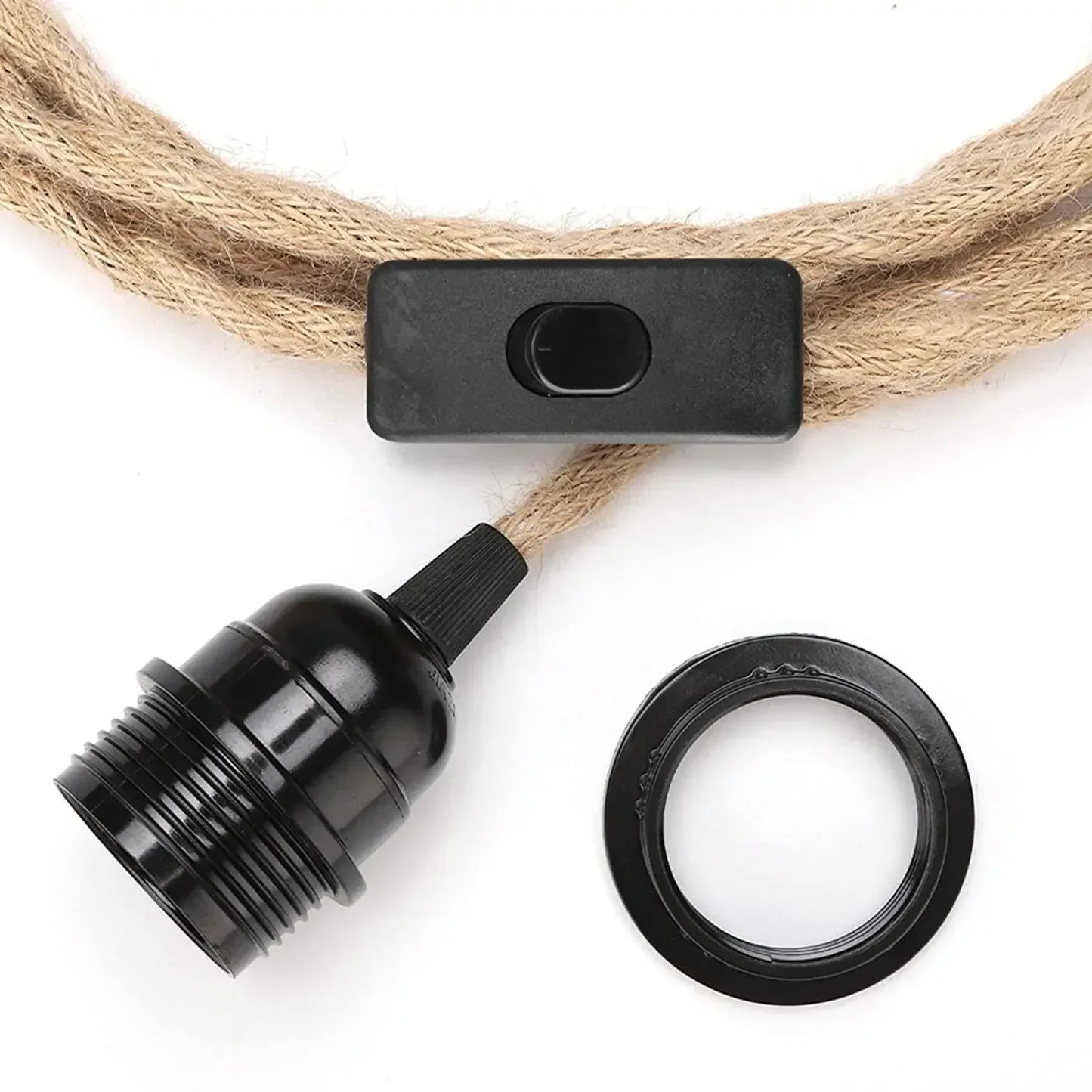 Industrial Rope Pendant Light for Rustic Bedroom and Hallway Decor